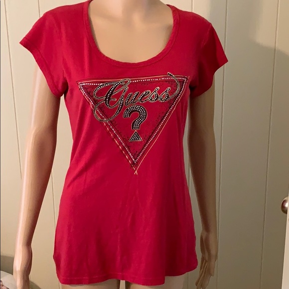 Guess Tops - GUESS Logo Embellished T-Shirt